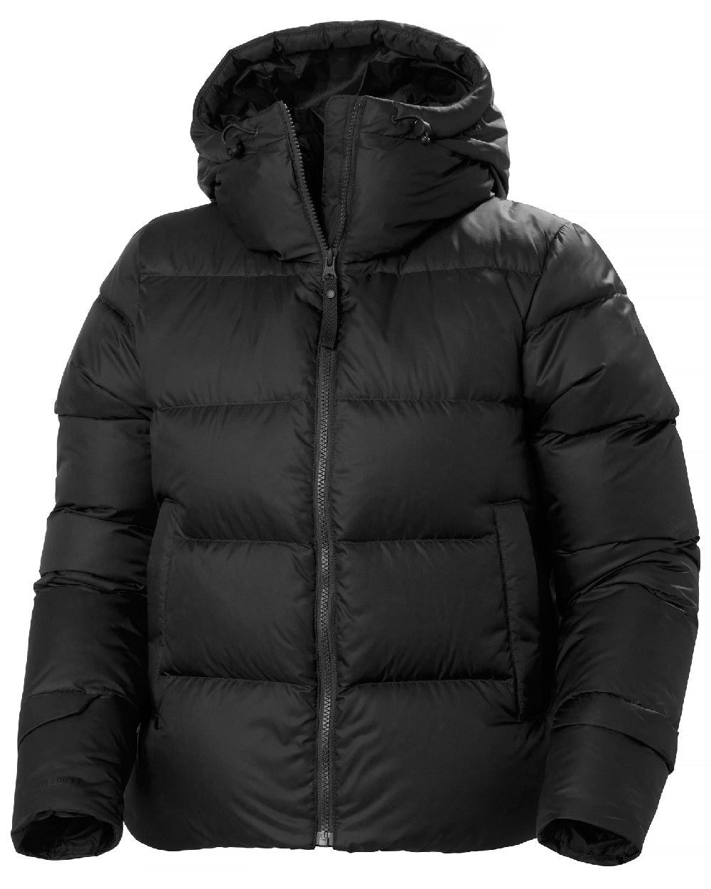 Black Coloured Helly Hansen Womens Essence Down Jacket on white background 