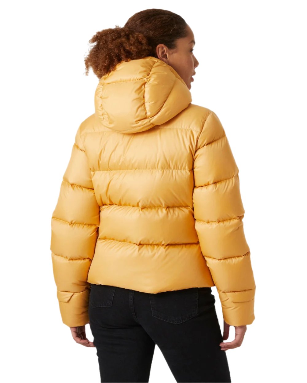 Sand Coloured Helly Hansen Womens Essence Down Jacket on white background 