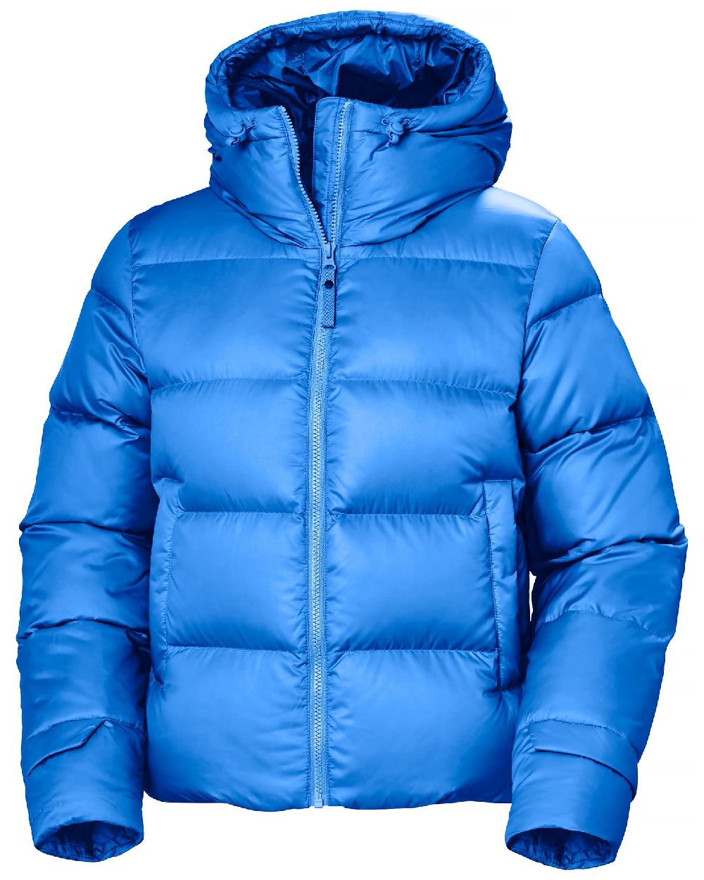 Ultra Blue Coloured Helly Hansen Womens Essence Down Jacket on white background 