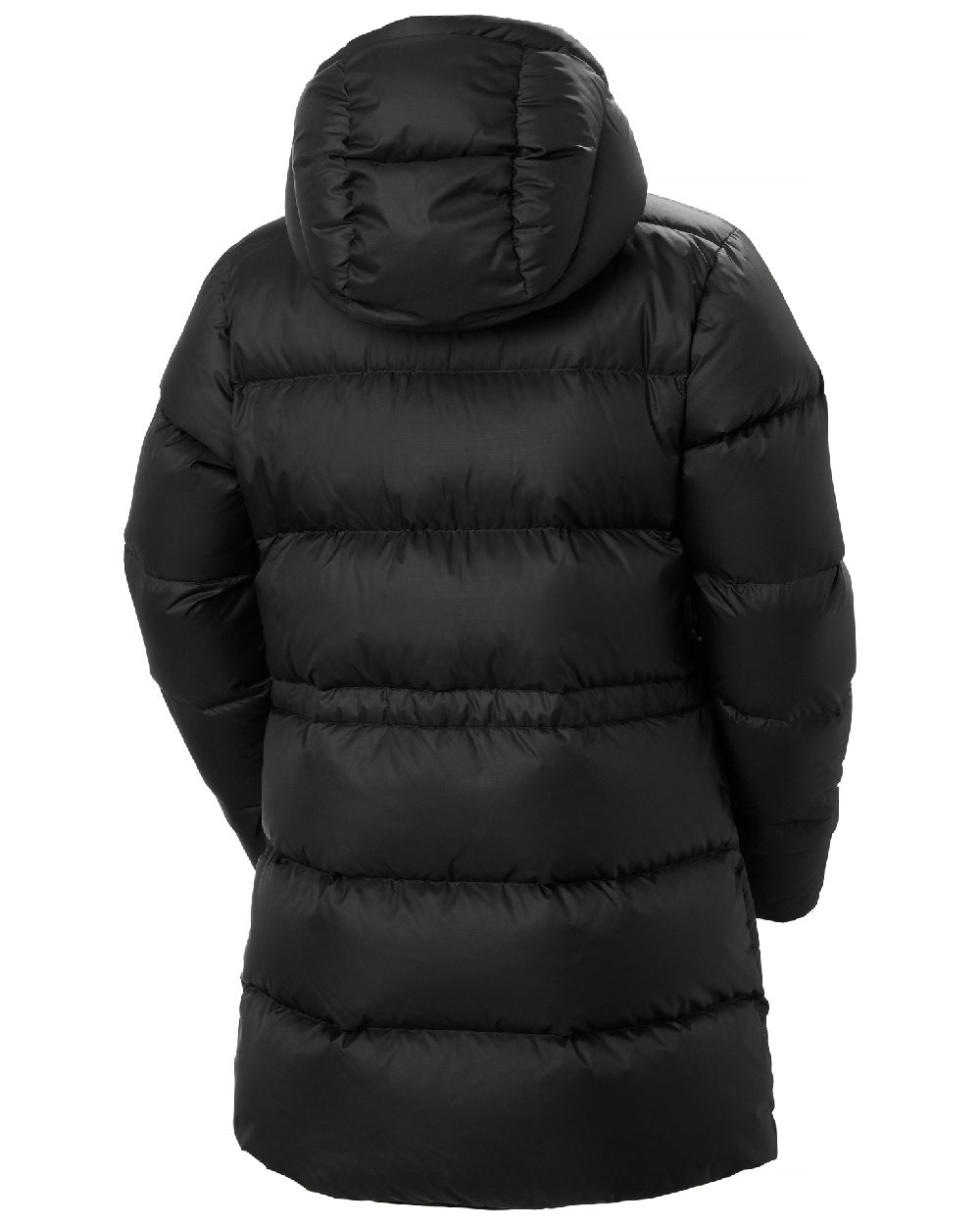 Black Coloured Helly Hansen Womens Essence Down Parka on white background 