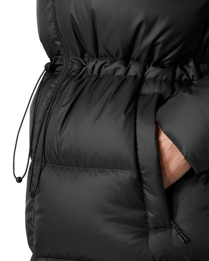 Black Coloured Helly Hansen Womens Essence Down Parka on white background 