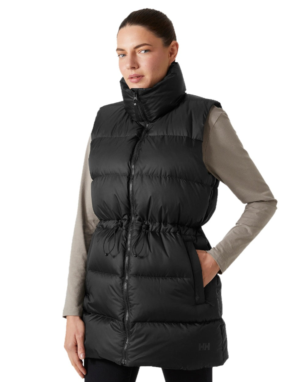 Black Coloured Helly Hansen Womens Essence Down Vest on white background 