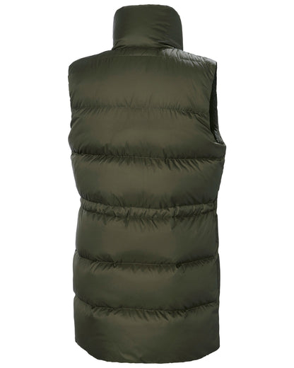 Utility Green Coloured Helly Hansen Womens Essence Down Vest on white background 