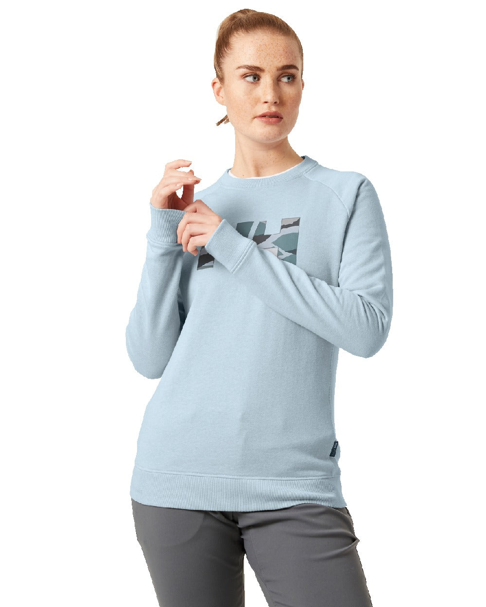 Baby Trooper coloured Helly Hansen Womens F2F Organic Cotton Sweater on white background 