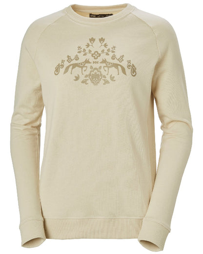 Cream Melange coloured Helly Hansen Womens F2F Organic Cotton Sweater on white background 