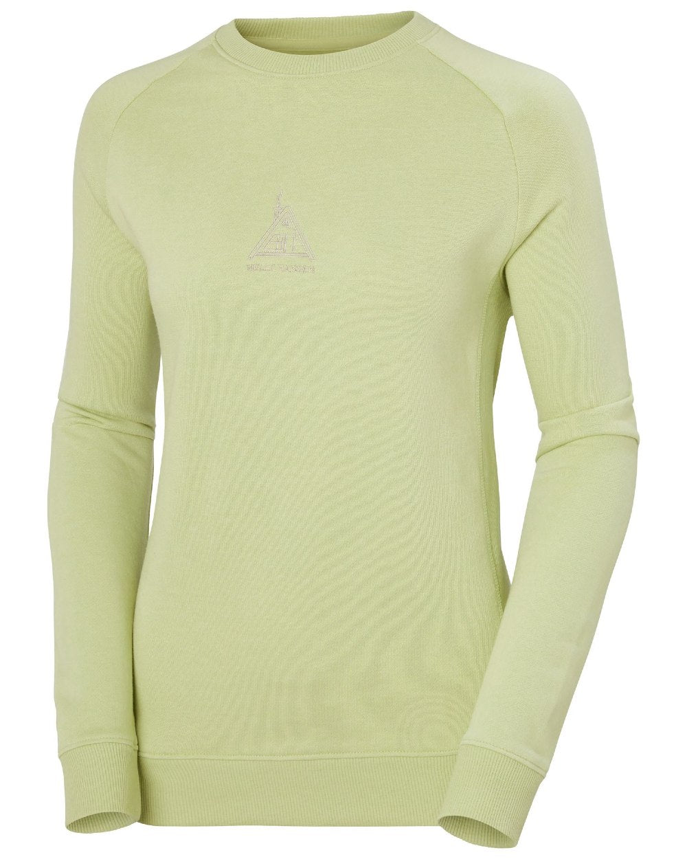 Iced Matcha Melange coloured Helly Hansen Womens F2F Organic Cotton Sweater on white background 