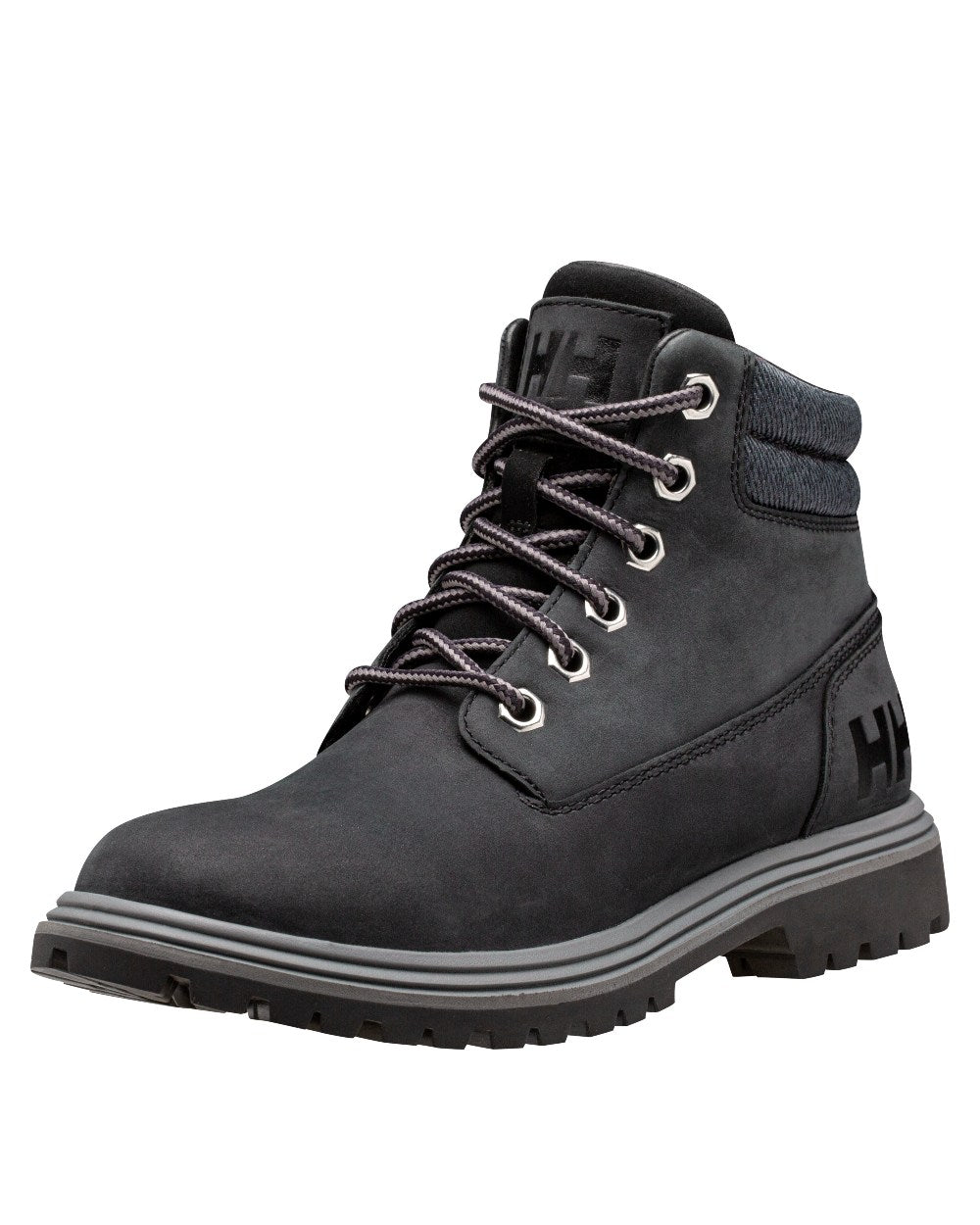 Black Ebony coloured Helly Hansen Womens Fremont Leather Boots on white background 