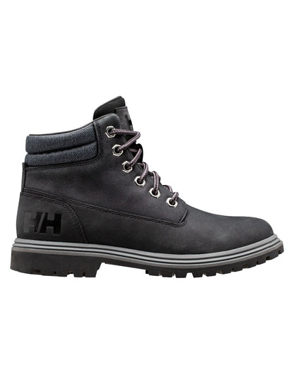 Black Ebony coloured Helly Hansen Womens Fremont Leather Boots on white background 