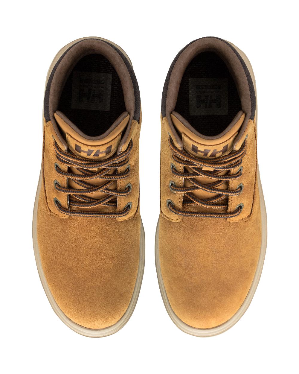 Honey Wheat coloured Helly Hansen Womens Fremont Leather Boots on white background 