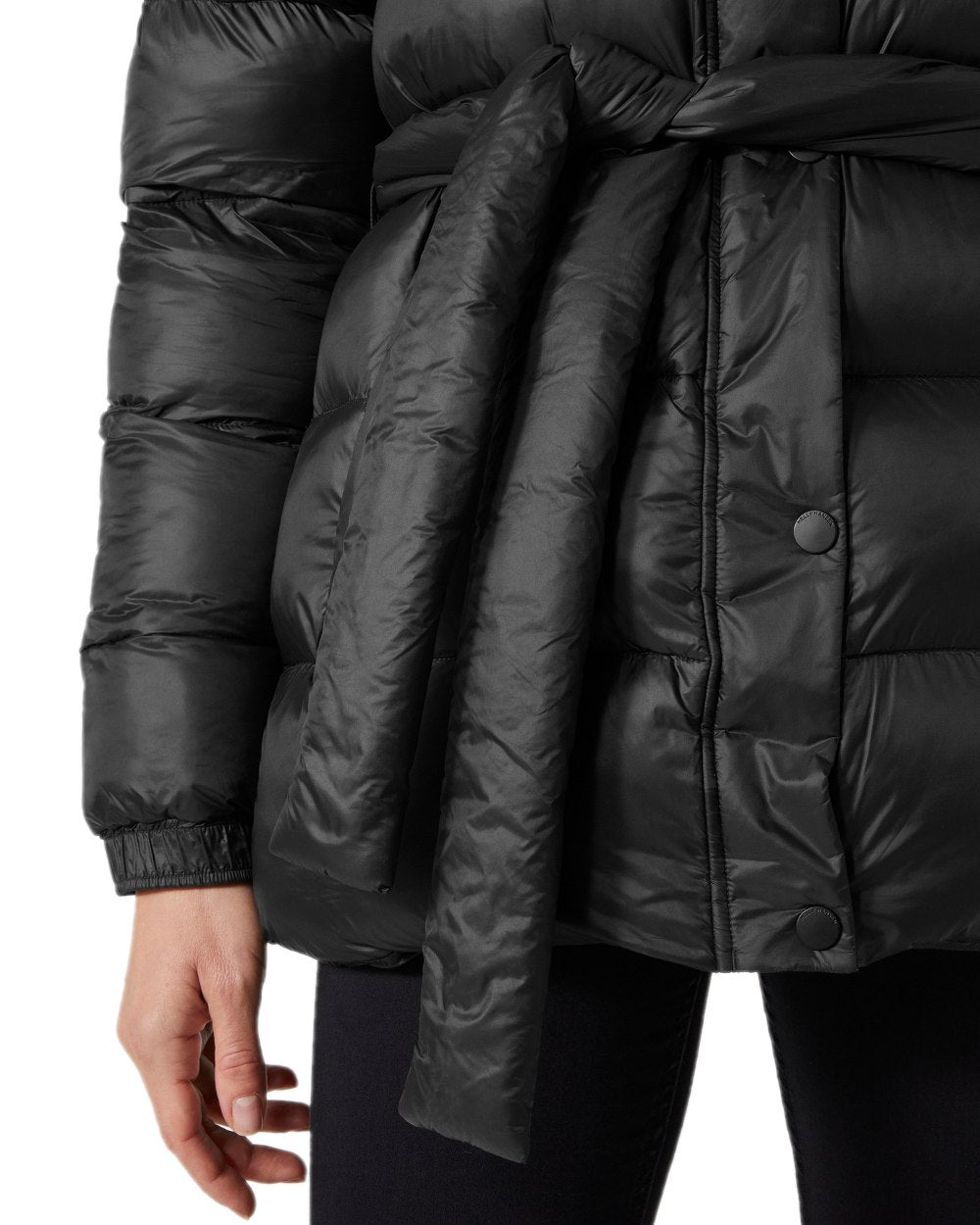 Black Coloured Helly Hansen Womens Grace Puffy Parka on white background 