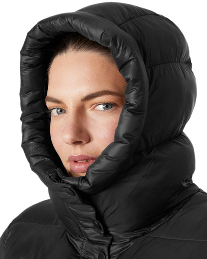 Black Coloured Helly Hansen Womens Grace Puffy Parka on white background 