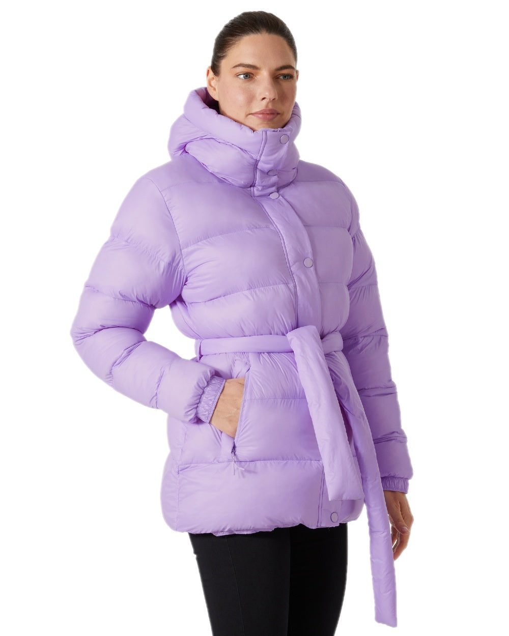 Heather Coloured Helly Hansen Womens Grace Puffy Parka on white background 