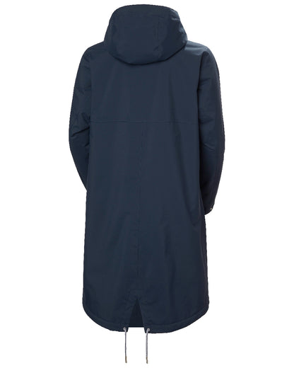Navy Coloured Helly Hansen Womens Hvaler Insulated Raincoat on White Background 