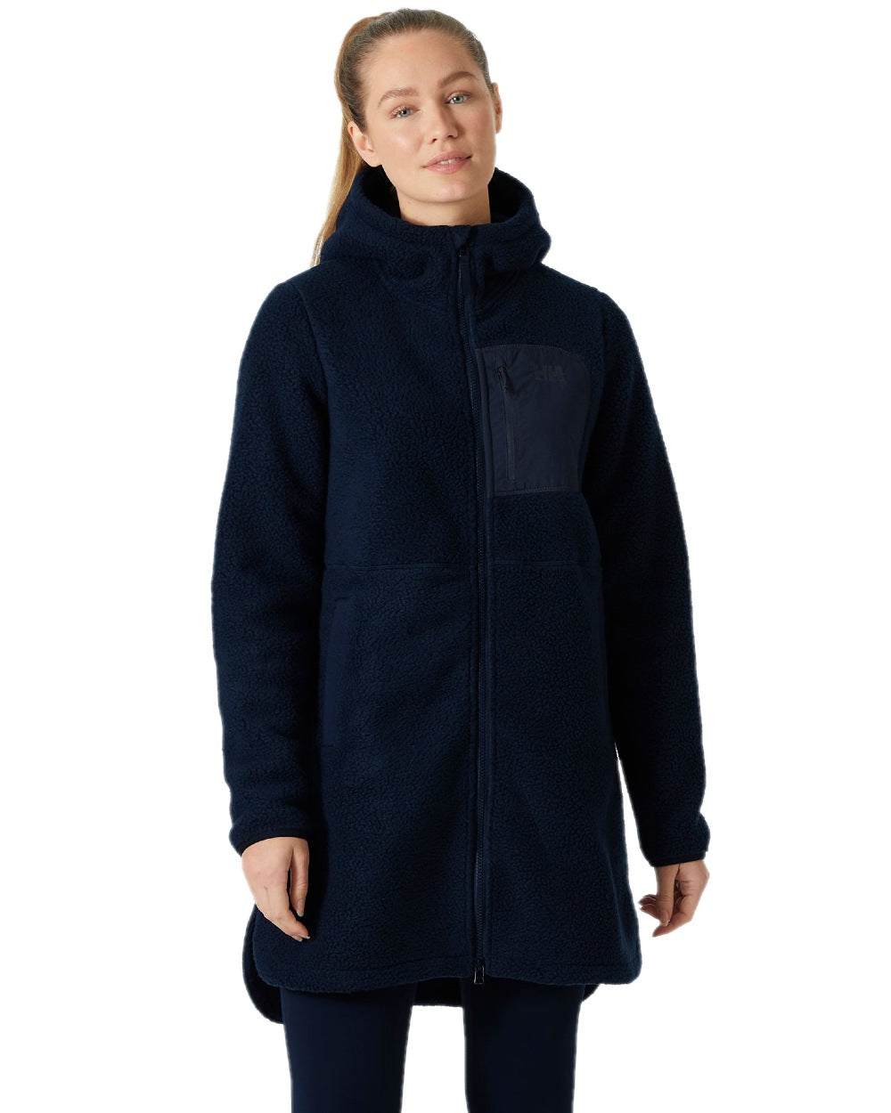 Navy Coloured Helly Hansen Womens Imperial Long Pile Jacket 2 on white background 