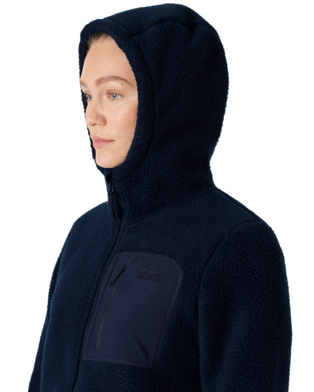 Navy Coloured Helly Hansen Womens Imperial Long Pile Jacket 2 on white background 