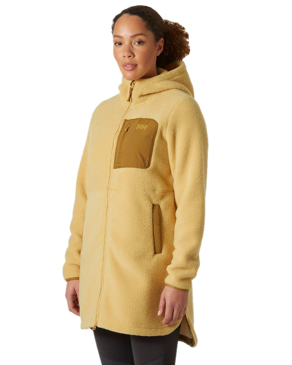 Sand Coloured Helly Hansen Womens Imperial Long Pile Jacket 2 on white background 