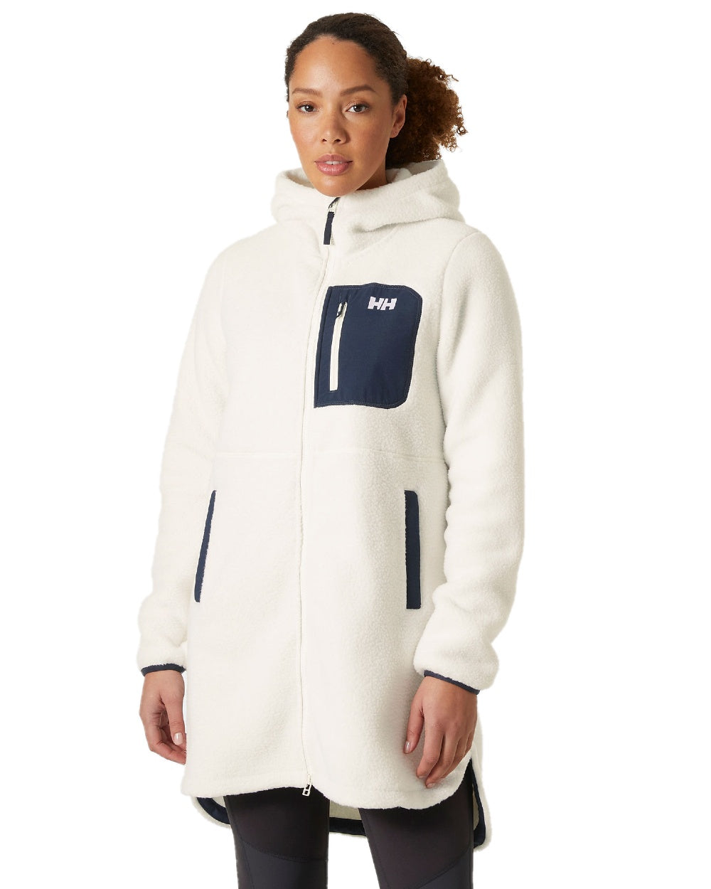 Snow Coloured Helly Hansen Womens Imperial Long Pile Jacket 2 on white background 