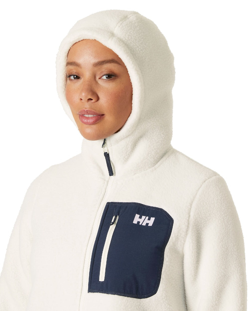 Snow Coloured Helly Hansen Womens Imperial Long Pile Jacket 2 on white background 