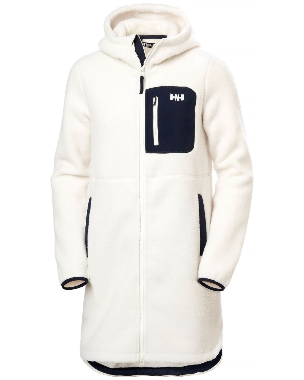 Snow Coloured Helly Hansen Womens Imperial Long Pile Jacket 2 on white background 