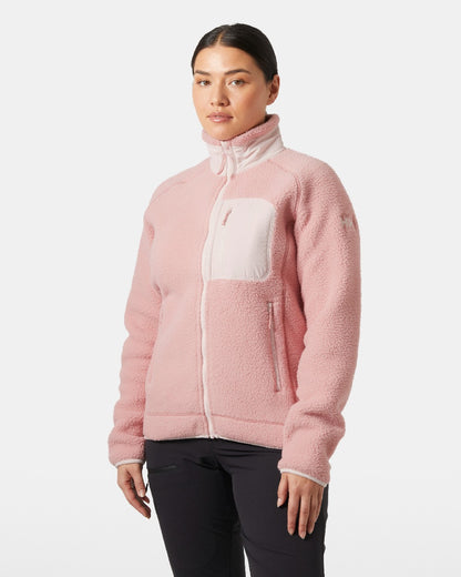 Pink Shake Coloured Helly Hansen Womens Imperial Pile Block Jacket on White Background 