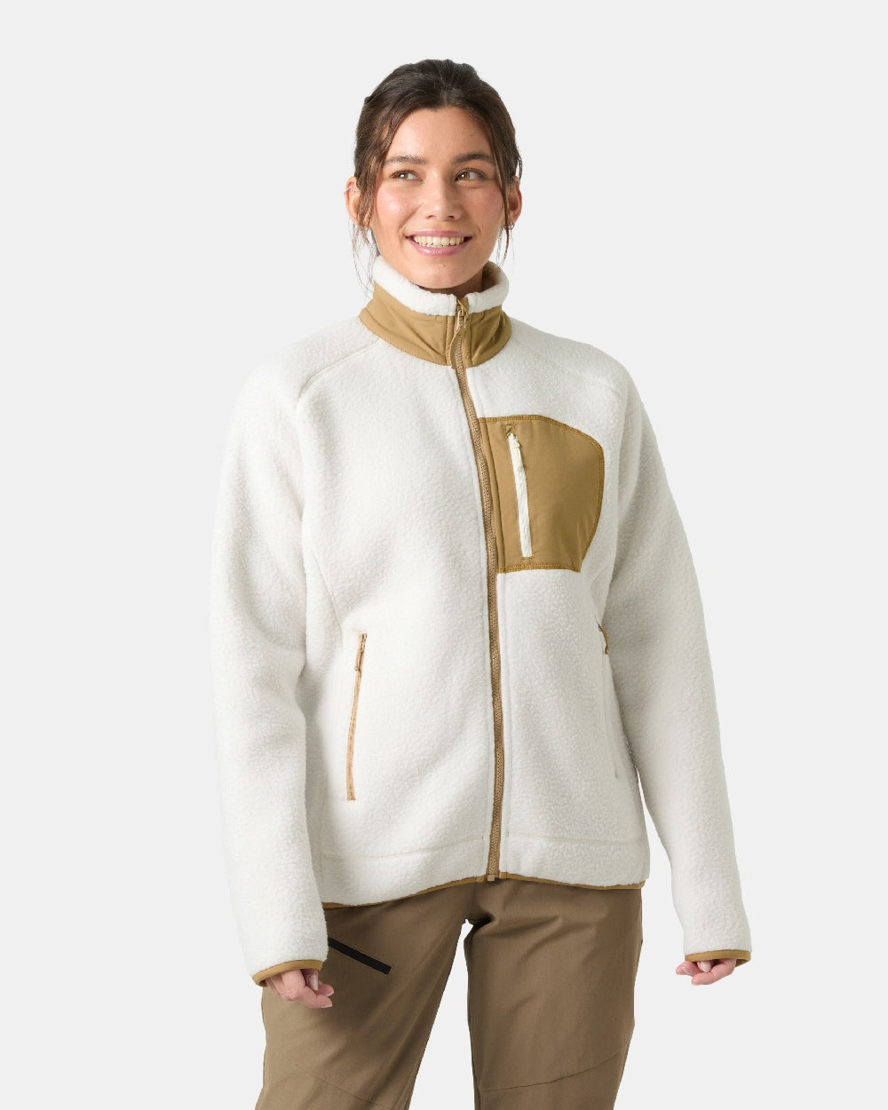 Snow Coloured Helly Hansen Womens Imperial Pile Block Jacket on White Background 