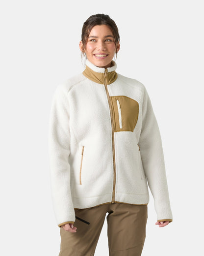 Snow Coloured Helly Hansen Womens Imperial Pile Block Jacket on White Background 