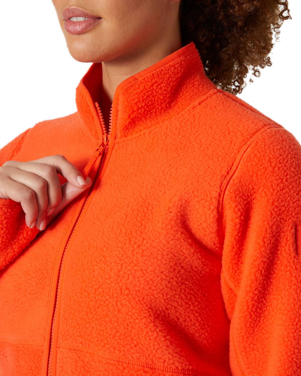 Cherry Tomato Coloured Helly Hansen Womens Imperial Pile Jacket on white background 