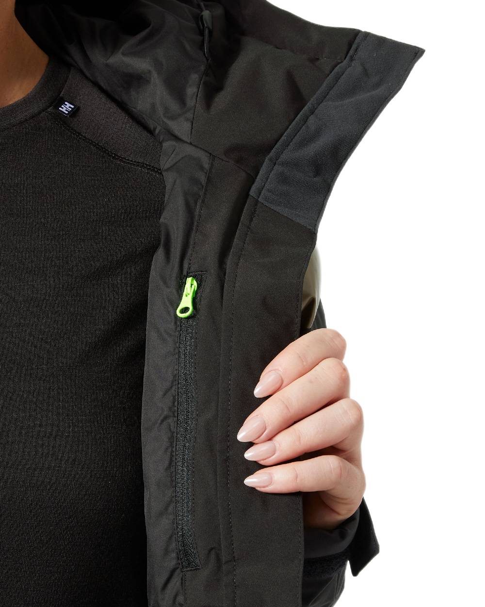 Black Coloured Helly Hansen Womens Imperial Puffy 2.0 Jacket on white background 