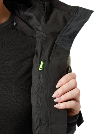 Black Coloured Helly Hansen Womens Imperial Puffy 2.0 Jacket on white background 