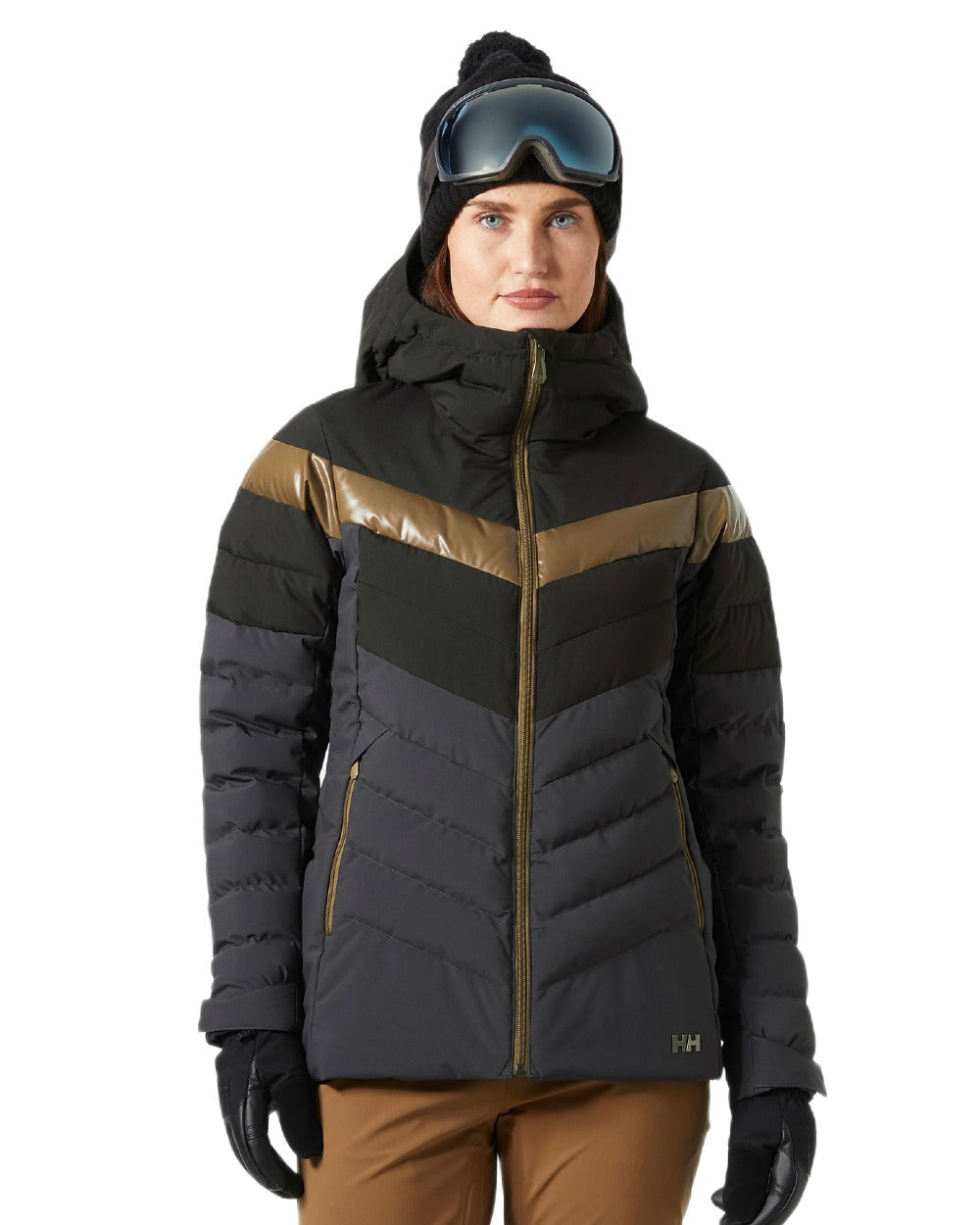 Black Coloured Helly Hansen Womens Imperial Puffy 2.0 Jacket on white background 