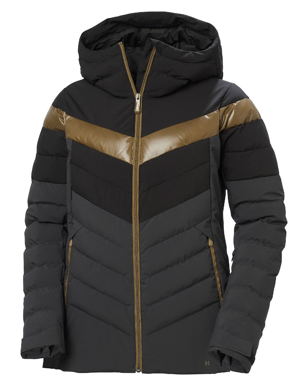 Black Coloured Helly Hansen Womens Imperial Puffy 2.0 Jacket on white background 