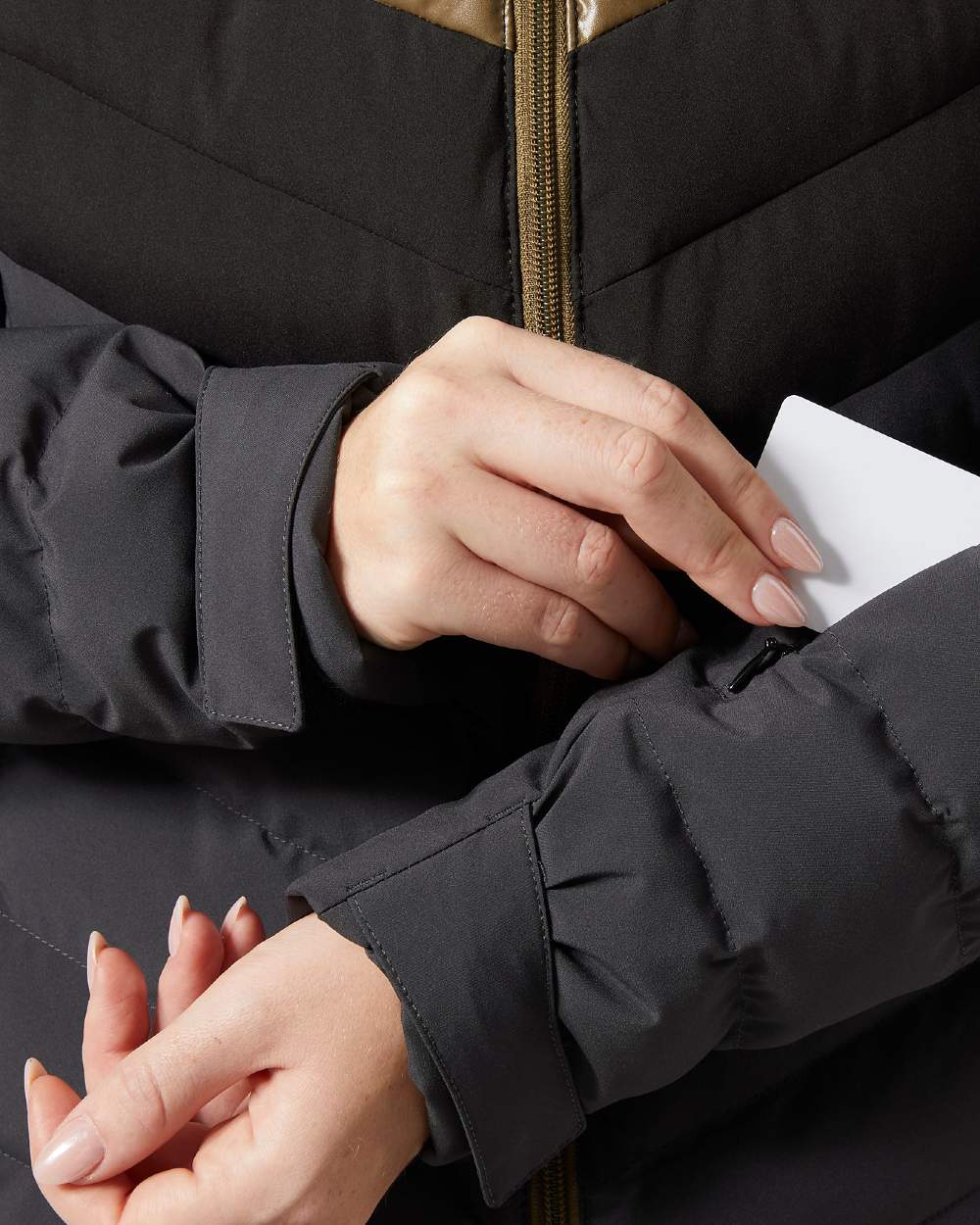 Black Coloured Helly Hansen Womens Imperial Puffy 2.0 Jacket on white background 