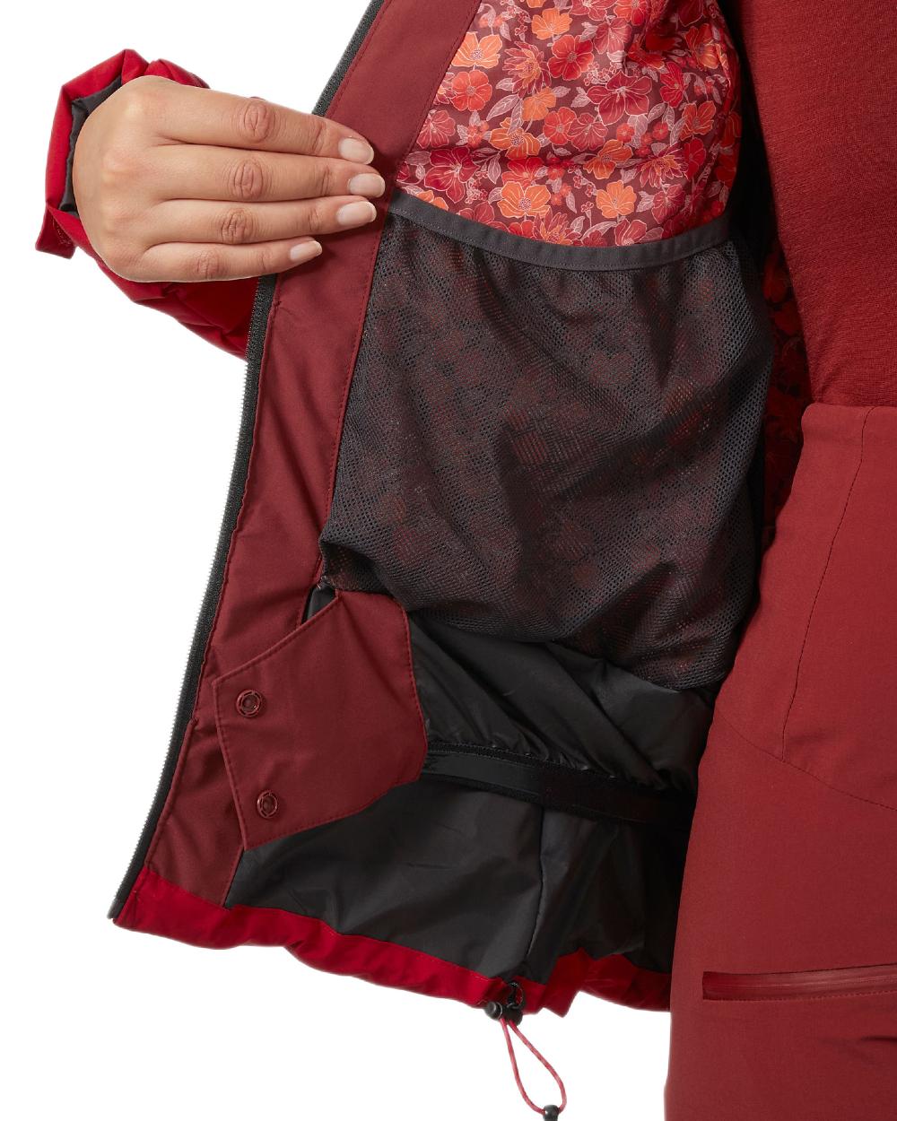 Mars Red Coloured Helly Hansen Womens Imperial Puffy 2.0 Jacket on white background 