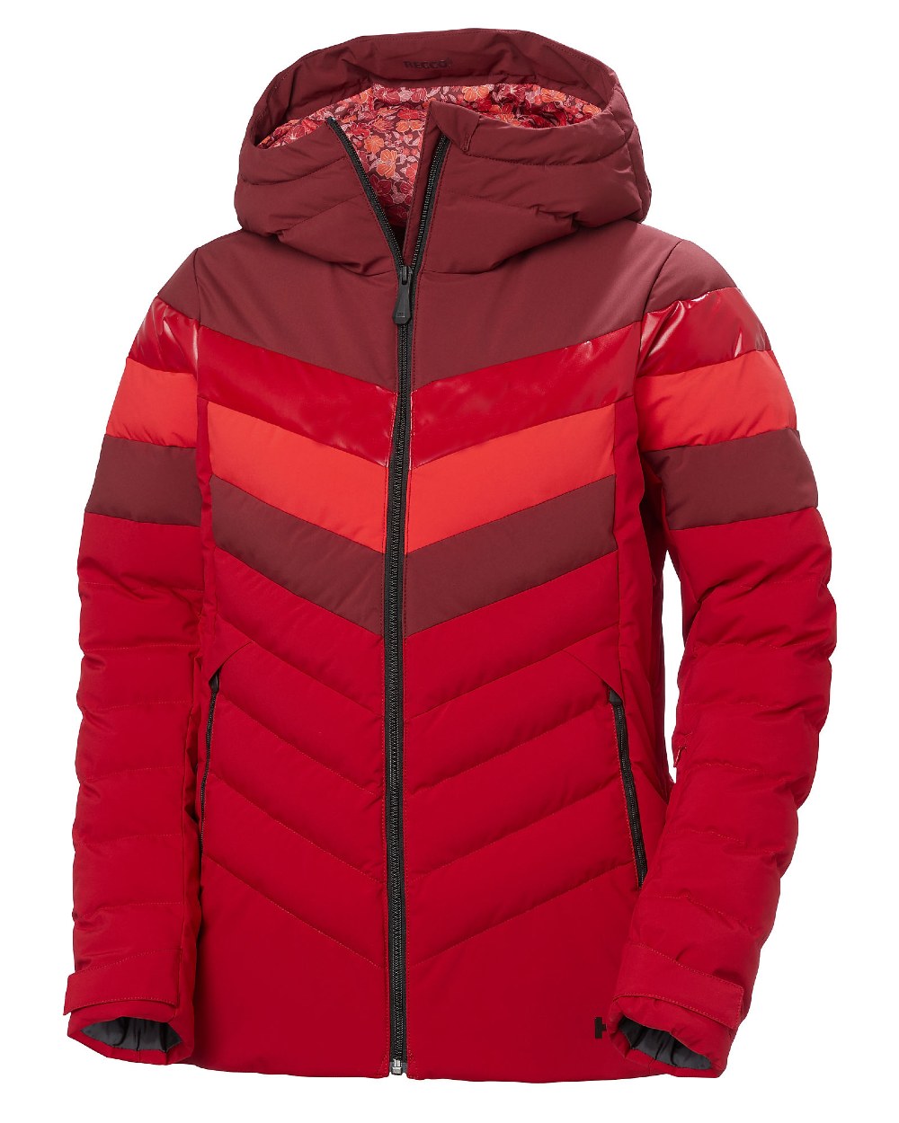 Mars Red Coloured Helly Hansen Womens Imperial Puffy 2.0 Jacket on white background 