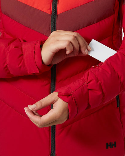 Mars Red Coloured Helly Hansen Womens Imperial Puffy 2.0 Jacket on white background 
