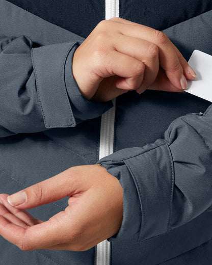 Navy Coloured Helly Hansen Womens Imperial Puffy 2.0 Jacket on white background 