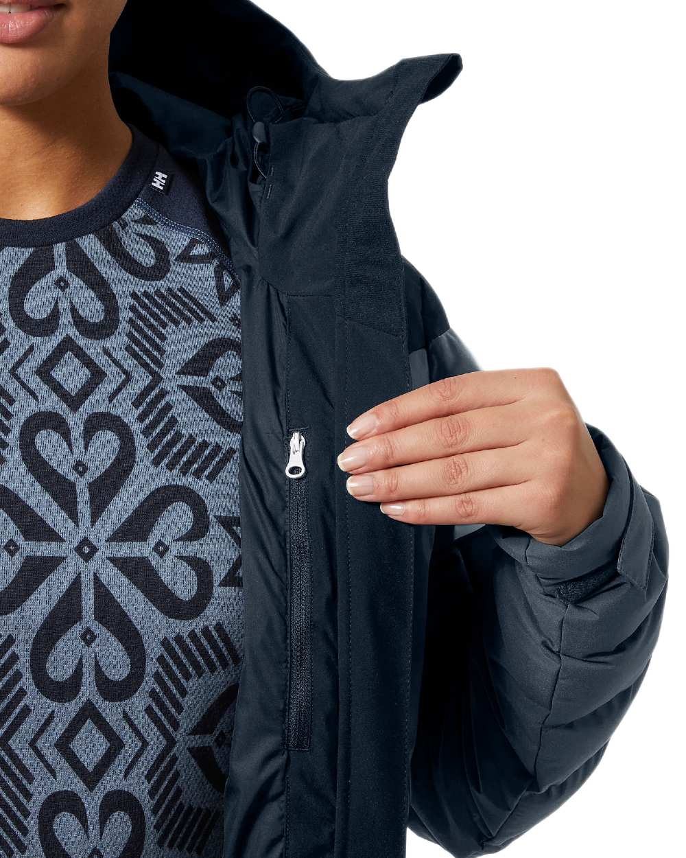 Navy Coloured Helly Hansen Womens Imperial Puffy 2.0 Jacket on white background 