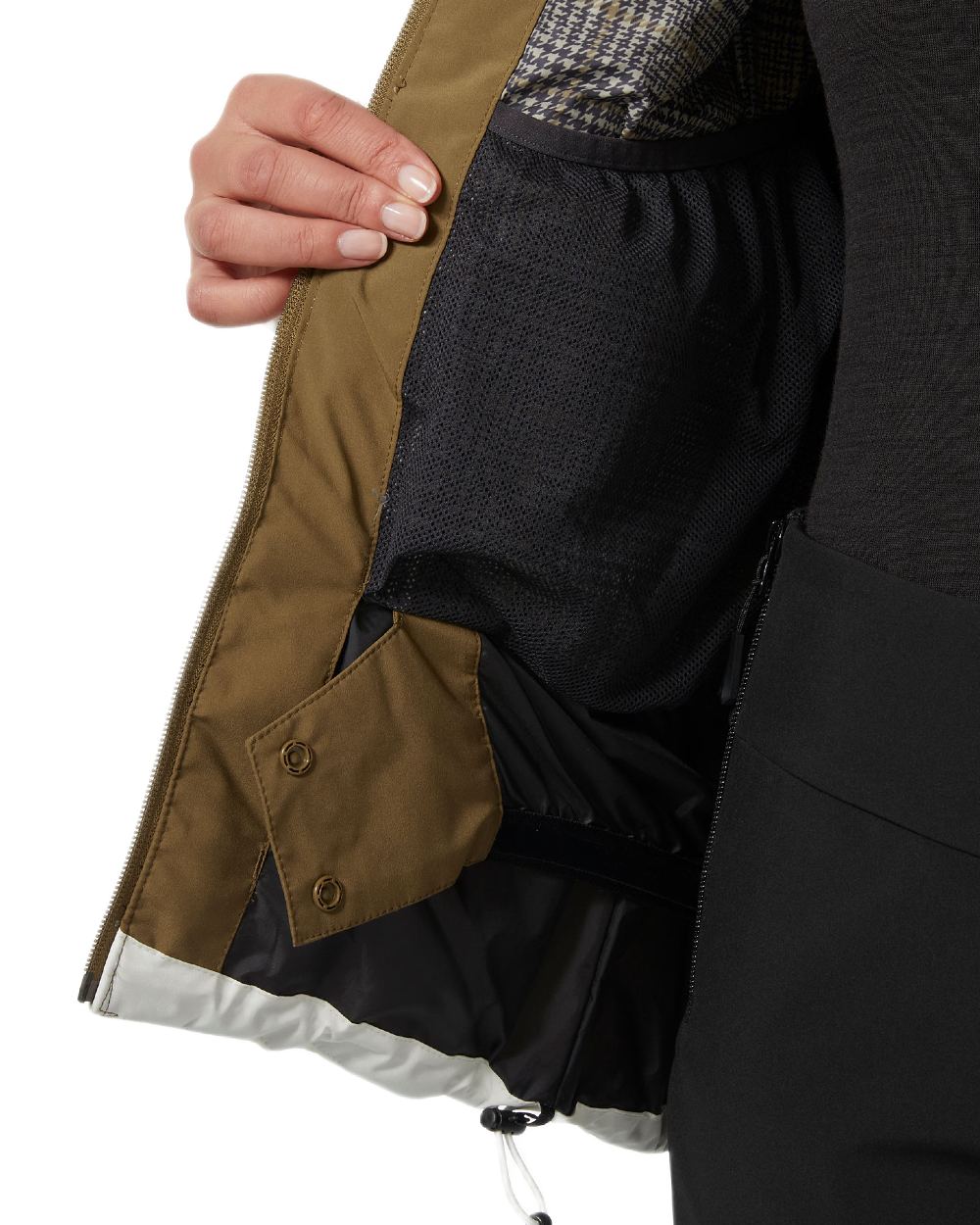 Sepia Coloured Helly Hansen Womens Imperial Puffy 2.0 Jacket on white background 