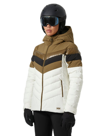 Sepia Coloured Helly Hansen Womens Imperial Puffy 2.0 Jacket on white background 