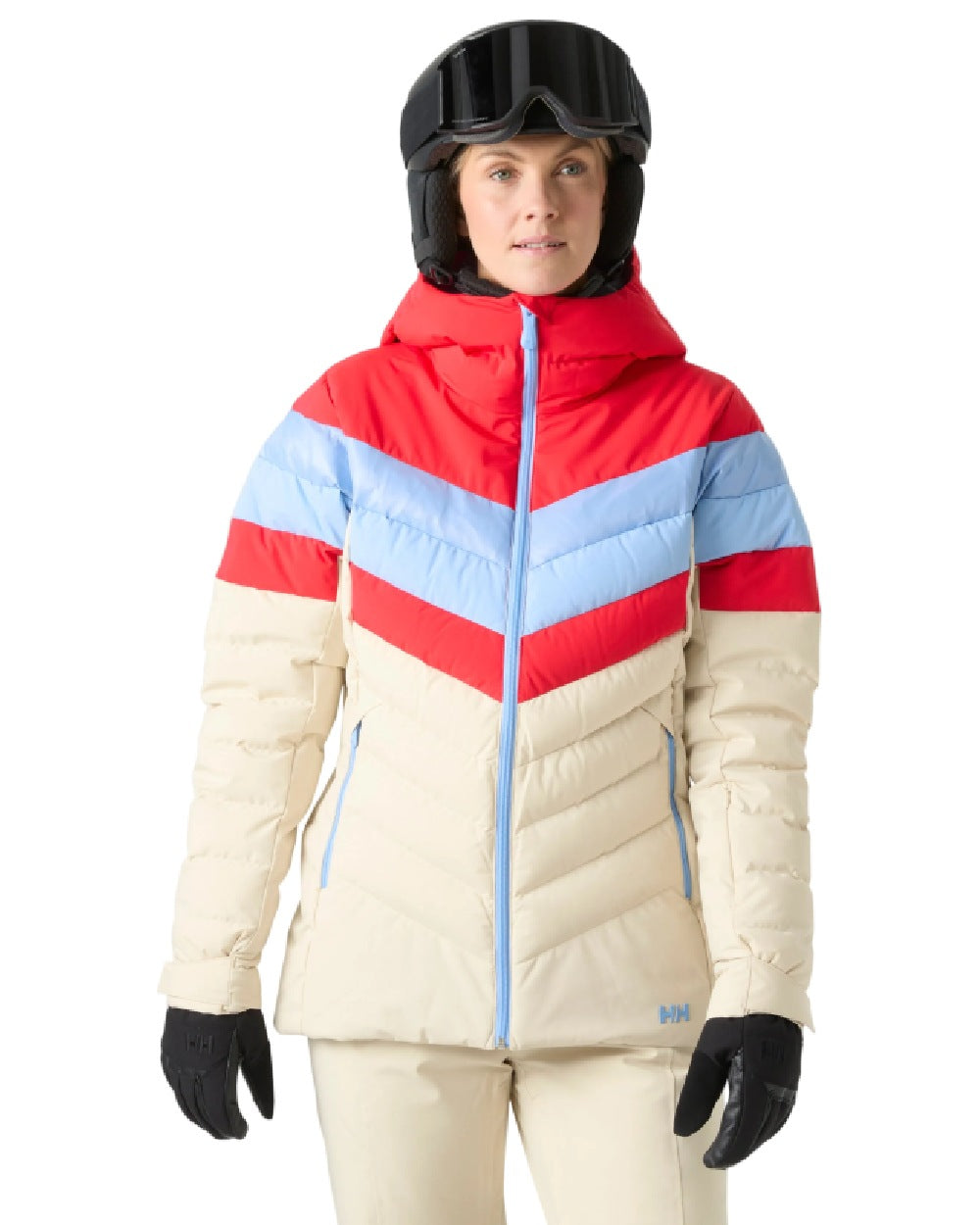 Cream Coloured Helly Hansen Womens Imperial Puffy 2.0 Jacket on white background 