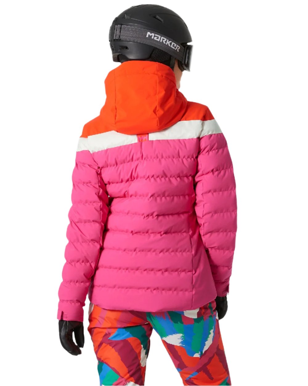 Dragon Fruit Coloured Helly Hansen Womens Imperial Puffy Jacket on white background 