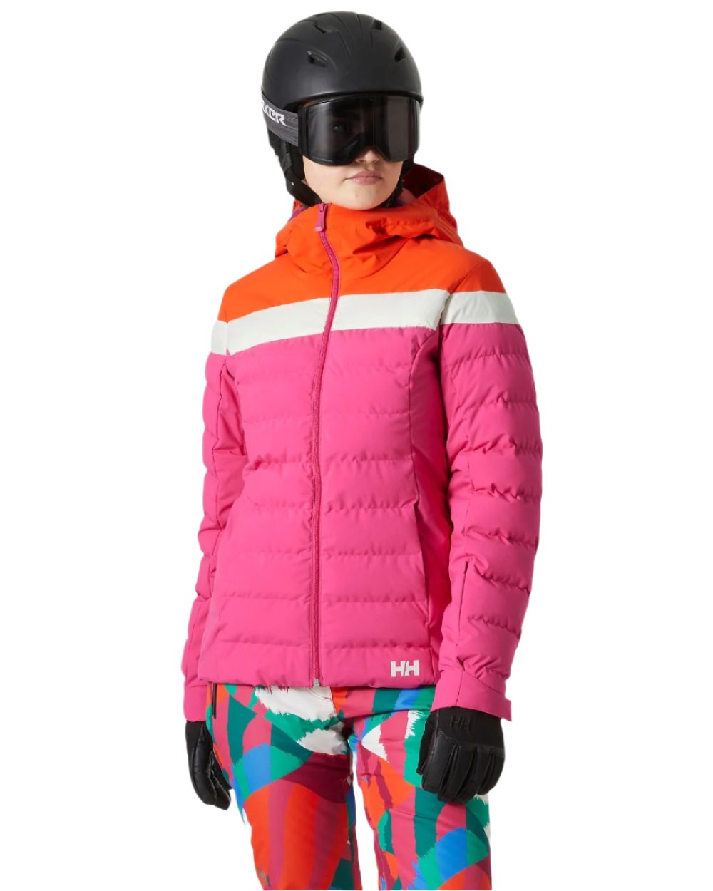 Dragon Fruit Coloured Helly Hansen Womens Imperial Puffy Jacket on white background 