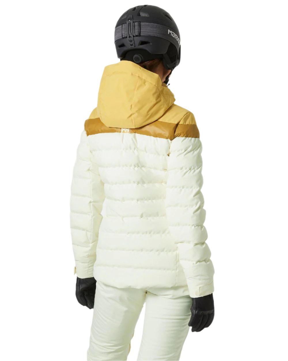 Gold Snow Coloured Helly Hansen Womens Imperial Puffy Jacket on white background 