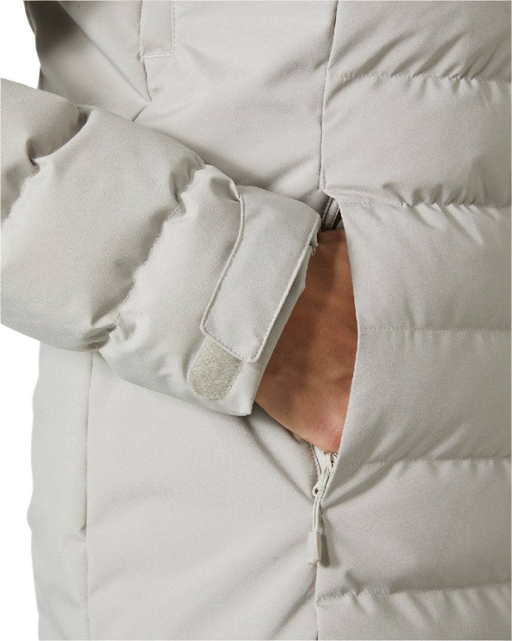 Mellow Grey Coloured Helly Hansen Womens Imperial Puffy Jacket on white background 