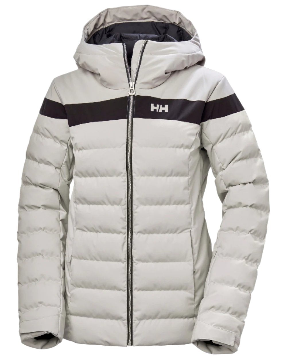 Mellow Grey Coloured Helly Hansen Womens Imperial Puffy Jacket on white background 