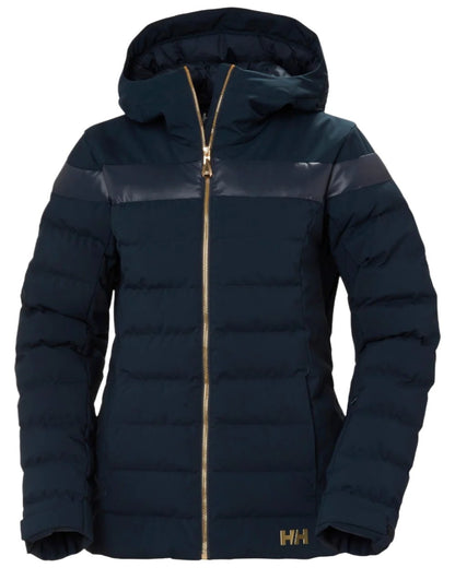 Navy Coloured Helly Hansen Womens Imperial Puffy Jacket on white background 