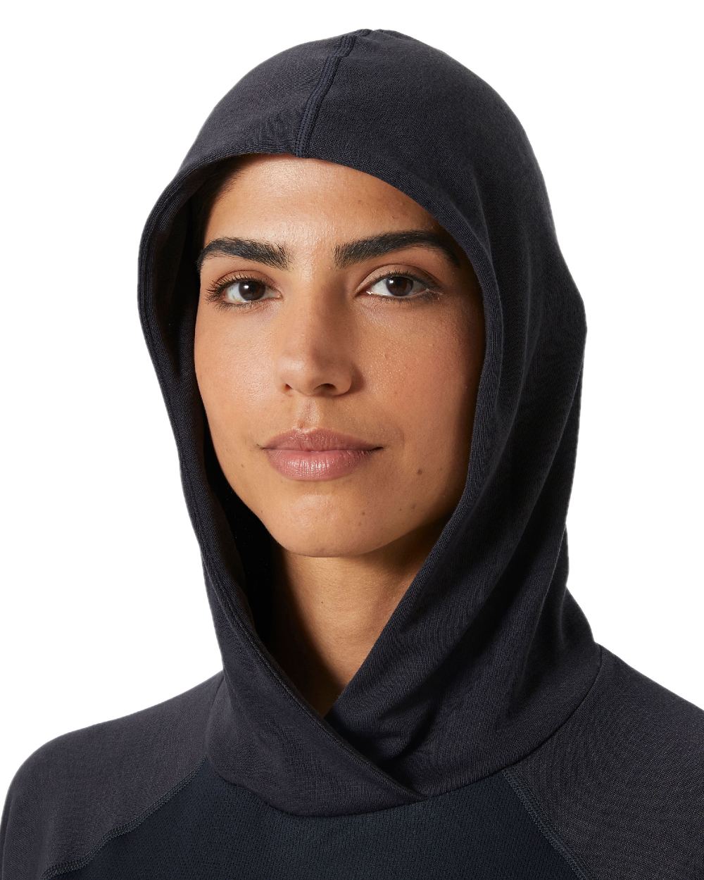 Ebony coloured Helly Hansen Womens Inshore Hoodie 2.0 on white background 