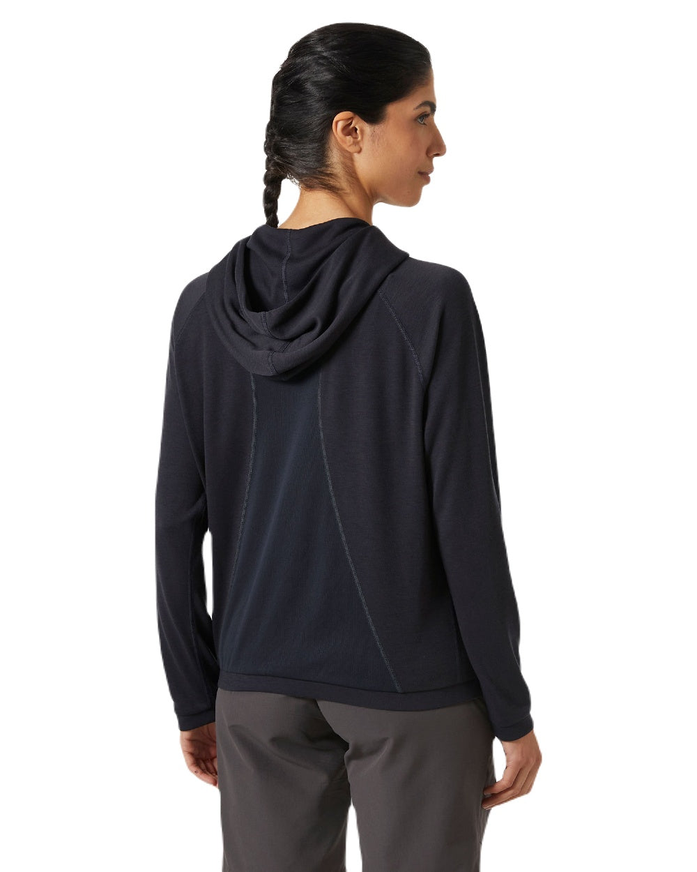 Ebony coloured Helly Hansen Womens Inshore Hoodie 2.0 on white background 