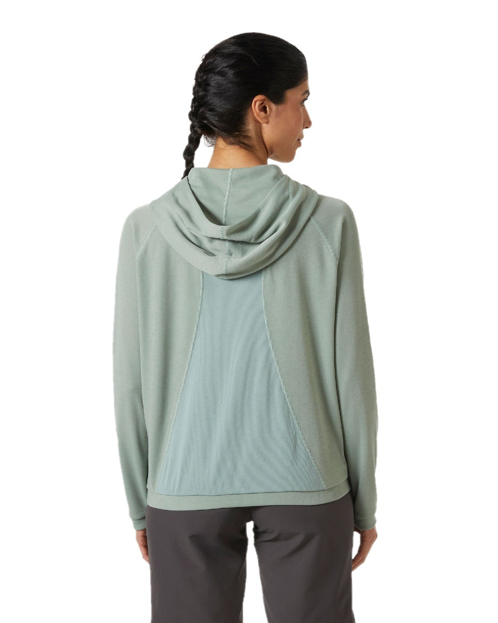 Eucalyptus coloured Helly Hansen Womens Inshore Hoodie 2.0 on white background 