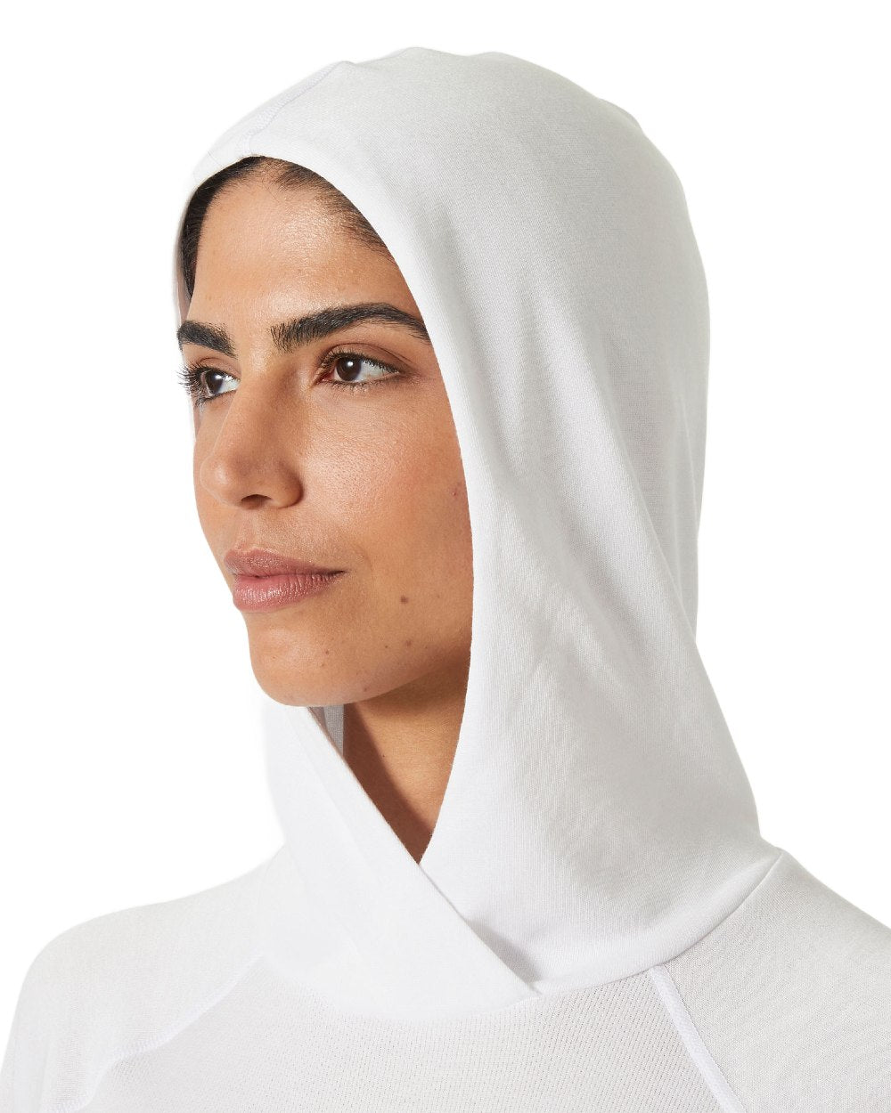 White coloured Helly Hansen Womens Inshore Hoodie 2.0 on white background 